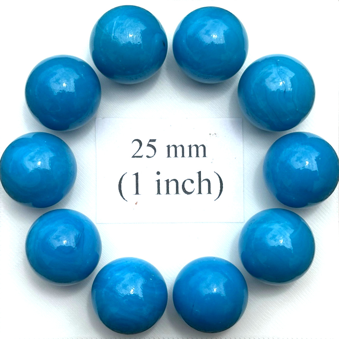 LIGHT BLUE Glass Marbles 25mm (1 inch) SHOOTER Taw Lot