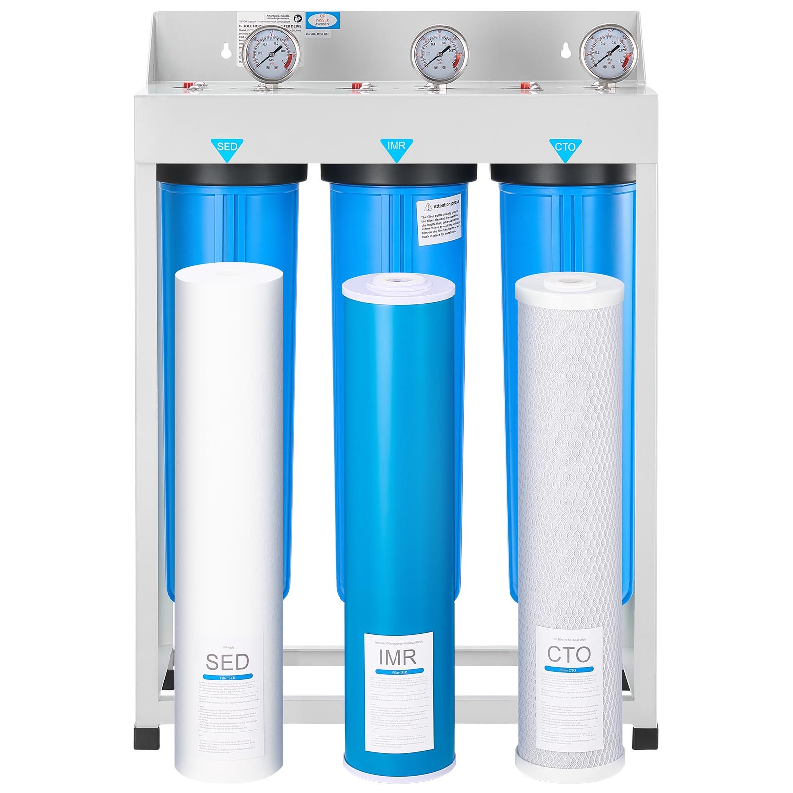 3-Stage Whole House Water Filter System 4.5"x20" IMR Reduce Iron Manganese