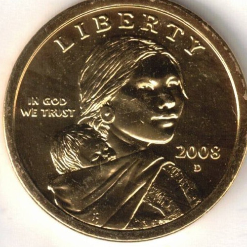 2008-D $1 Gold Plated Uncirculated Sacagawea Dollar Coin!
