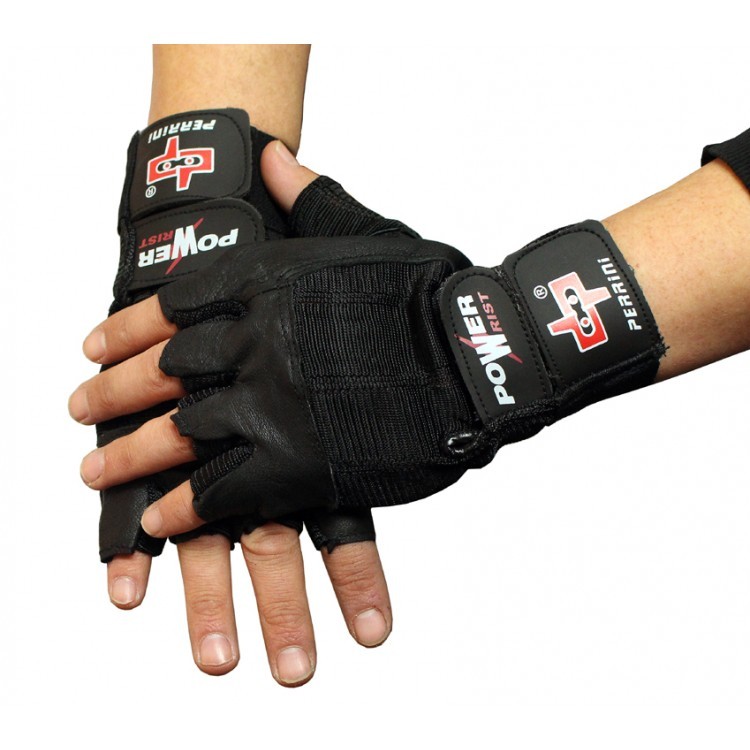 Fingerless Gloves Black Leather Working Out Weight Lifting Gym Wheelchair med