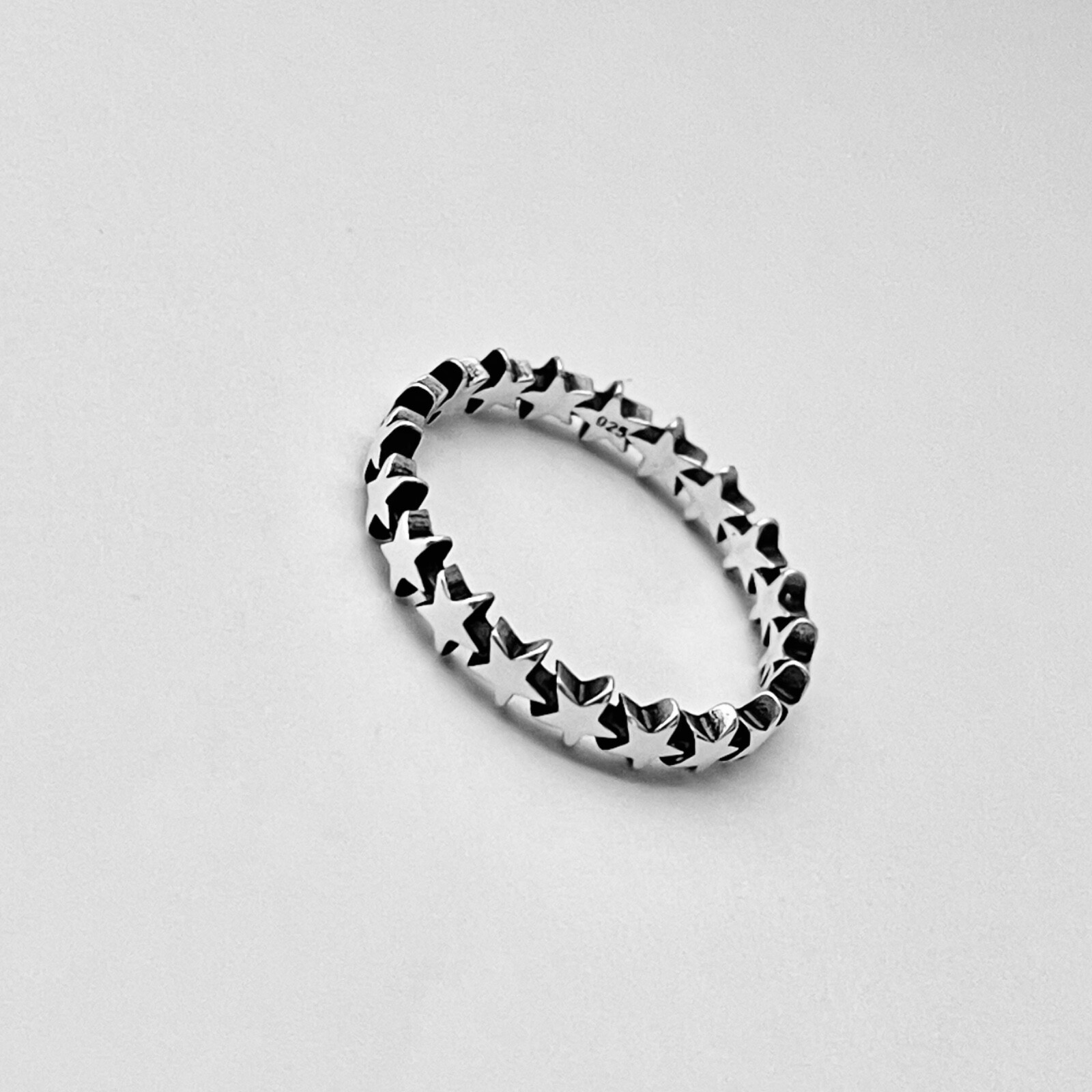 Sterling Silver Eternity Star Band Ring, Celestial Silver Rings, Silver Bands