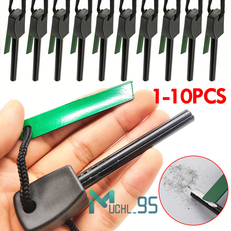1-10 PCS Large Ferrocerium Rod Flint Fire Starter Camping Survival Lighter Kit