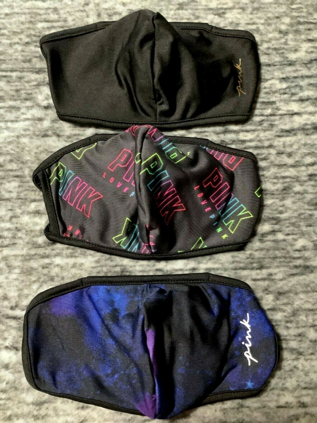 Victoria's Secret Pink 3 Pack Washable Wired Adjustable Galaxy Ombre Logo NIP