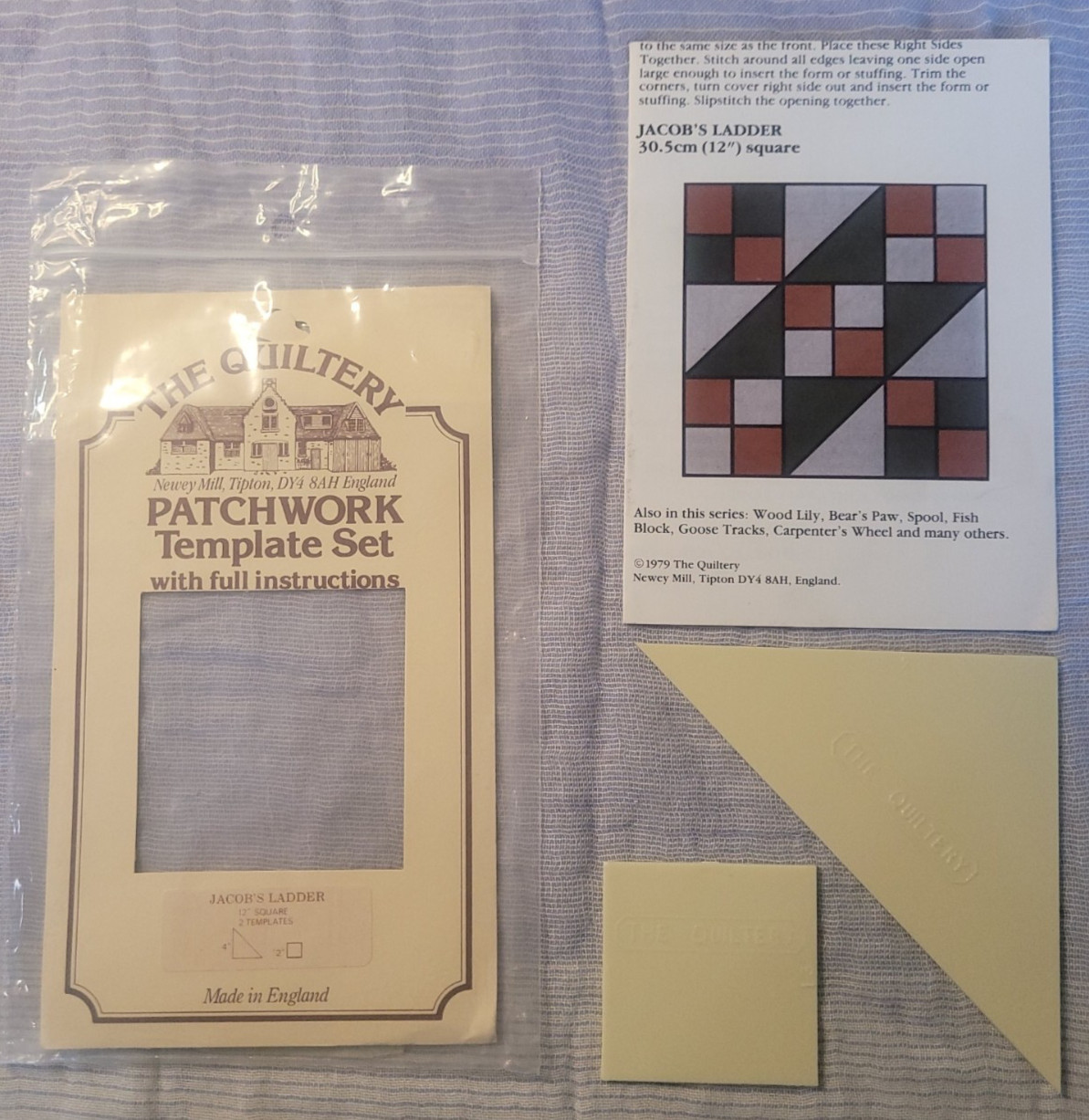 VTG Quilting Template Set w/ Full Instructions- Jacob's Ladder -Made in England