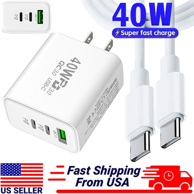 40W USB Wall Charger, Fast Charging Block, For Samsung Galaxy A17 A16 A15 A14