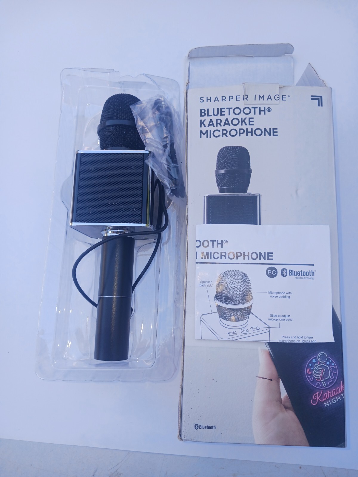 Sharper Image Bluetooth Music Stream Microphone Karaoke, NEW IN Box