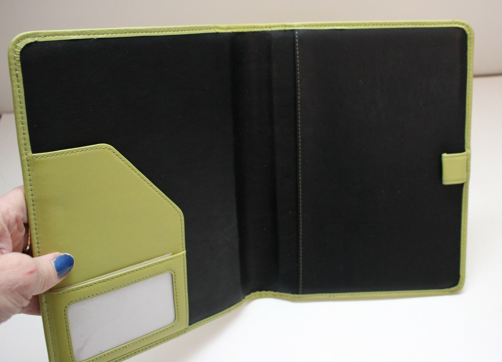 LEVENGER Lime Green Leather Junior Portfolio Folder Memo Holder New With Defect