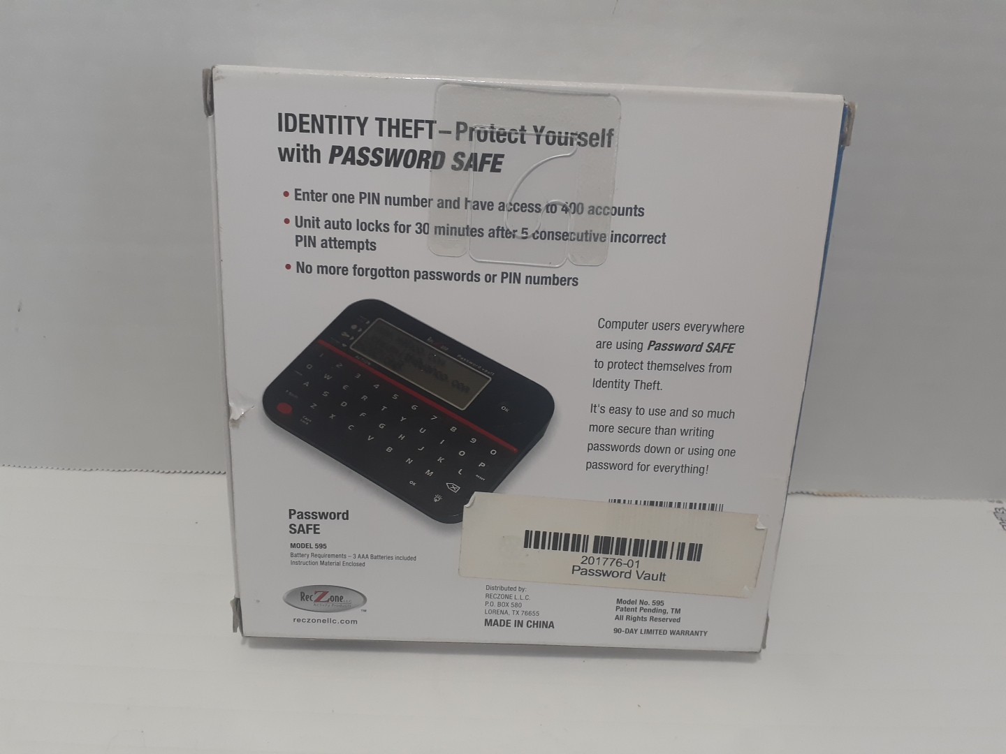 PASSWORD Keeper SAFE VAULT Password Organizer RecZone Model 595 Open Box
