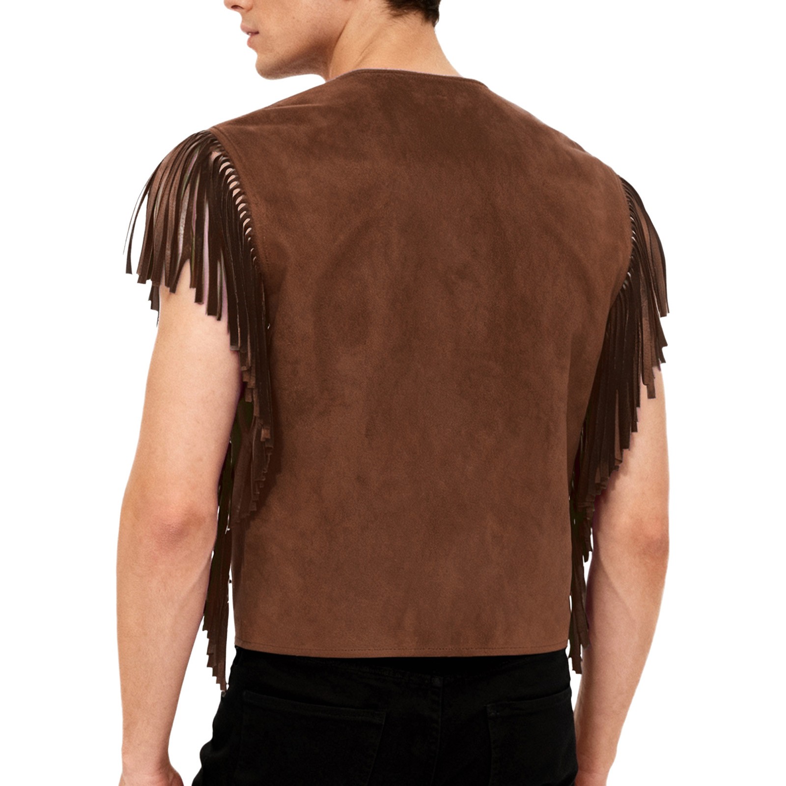 Mens Open Front Shrug Cardigan Cowboy Outfit Tassel Tassel Crop Top Vests