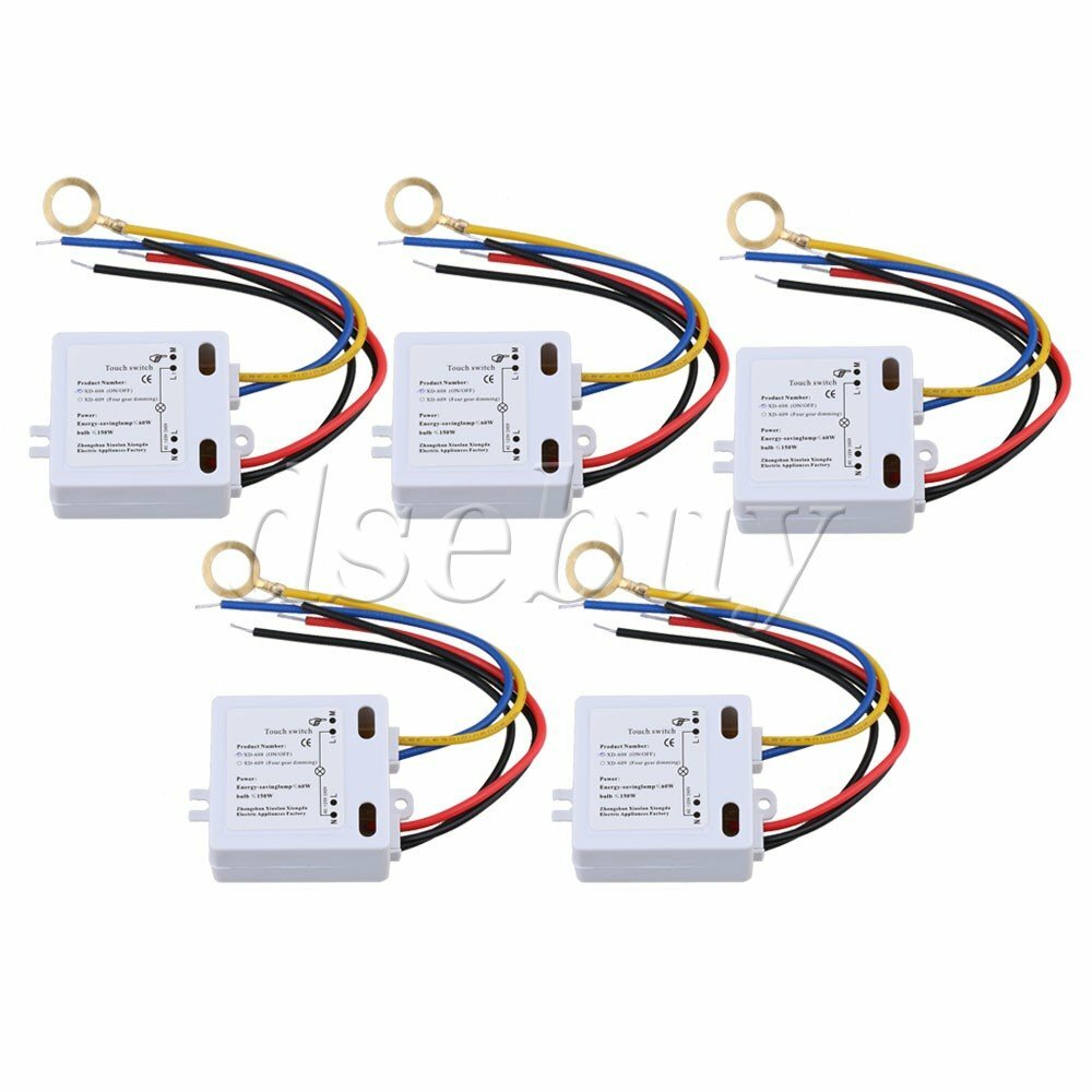 5 x XD-608 On/Off Touch Switch With Surge Absorber 6-12V DC for LED Lamp