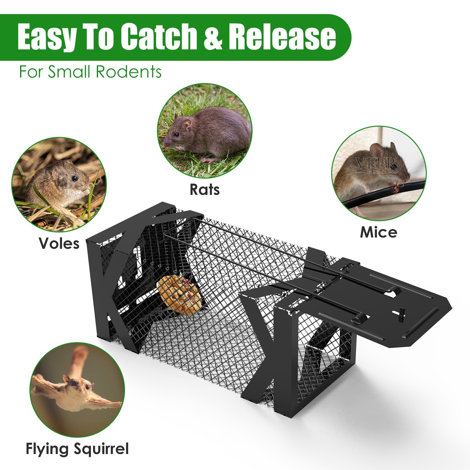 2Pcs Humane Rat Trap Chipmunk Rodent Mouse Squirrel Trap Small Live Animal
