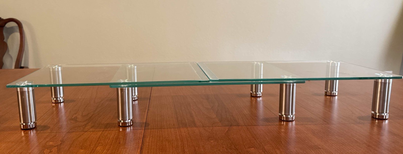 Adjustable Glass Monitor Stand Dual Monitor Riser Desk Shelf Expandable