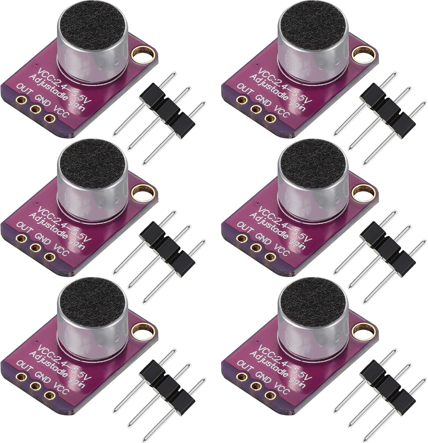 6 Pieces Electret Microphone Amplifier Module MAX4466 Adjustable Gain Blue...