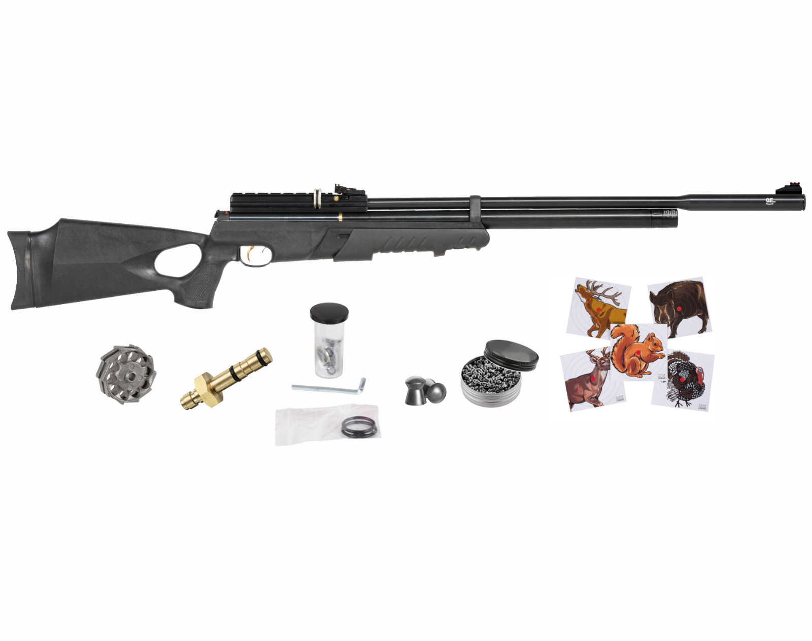 Hatsan AT44PA10 Pump Long QES .177 Cal Air Rifle with Targets and Pellets Bundle
