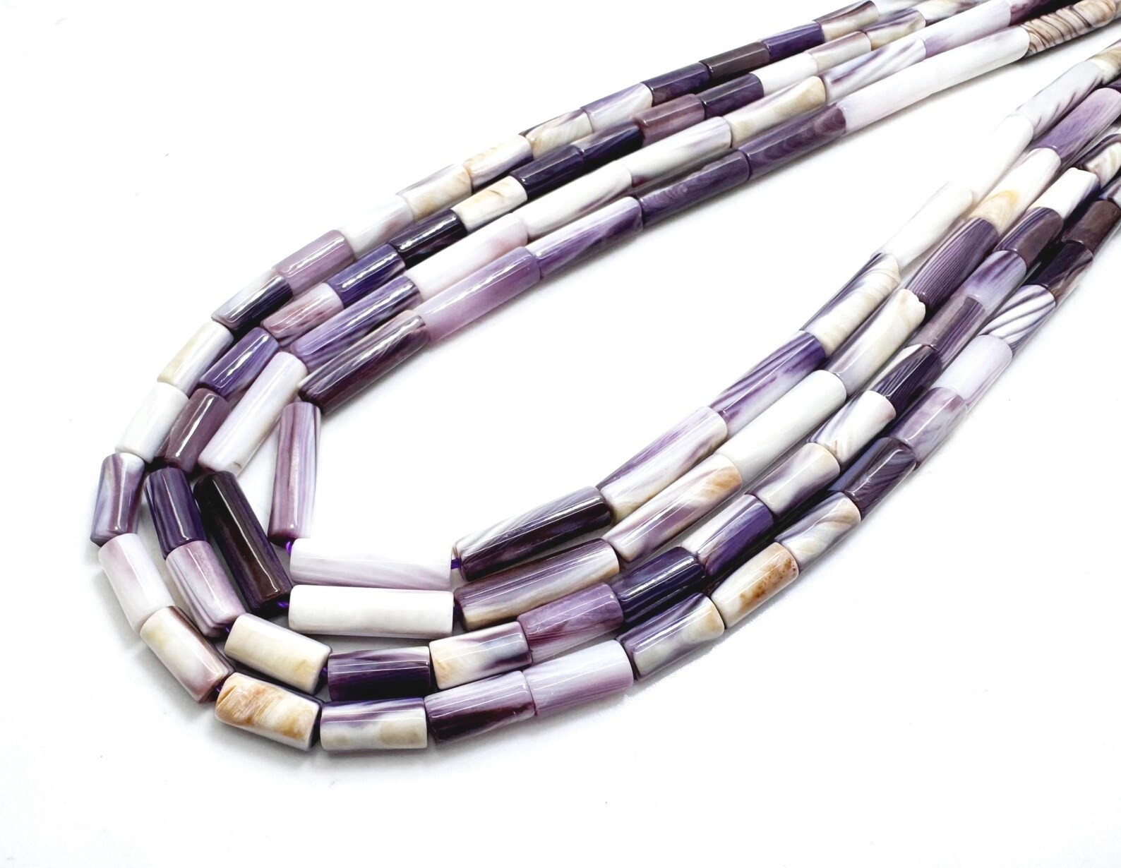Natural Genuine Quahog Sea Shell Purple Wampum Shell Tube Beads Native America