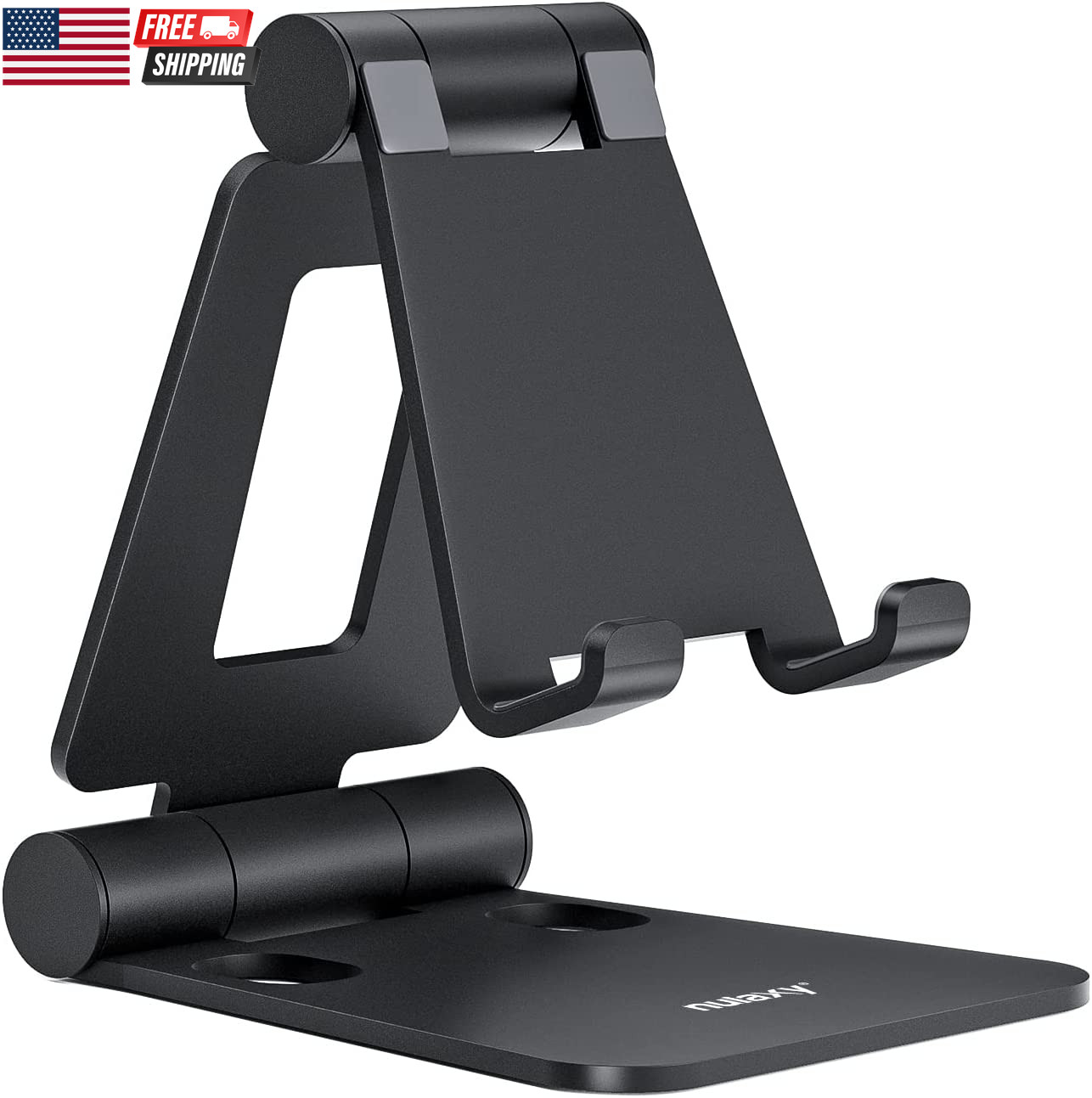 Dual Folding Cell Phone Stand, Fully Adjustable Foldable Desktop Phone Holder Cr
