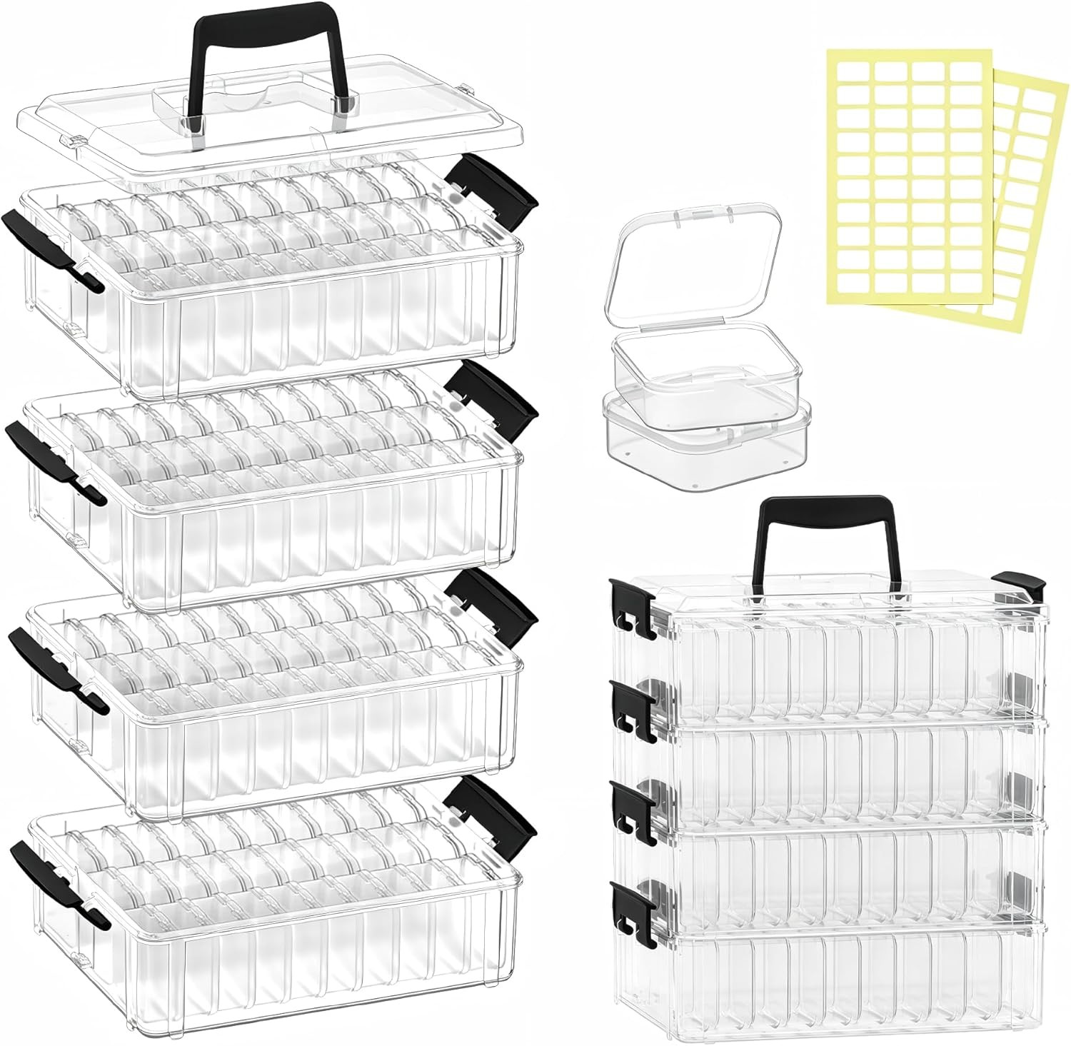 Bead Organizer Box 120 Pcs, 4-Tier Large Capacity Stackable Bead Storage Contain