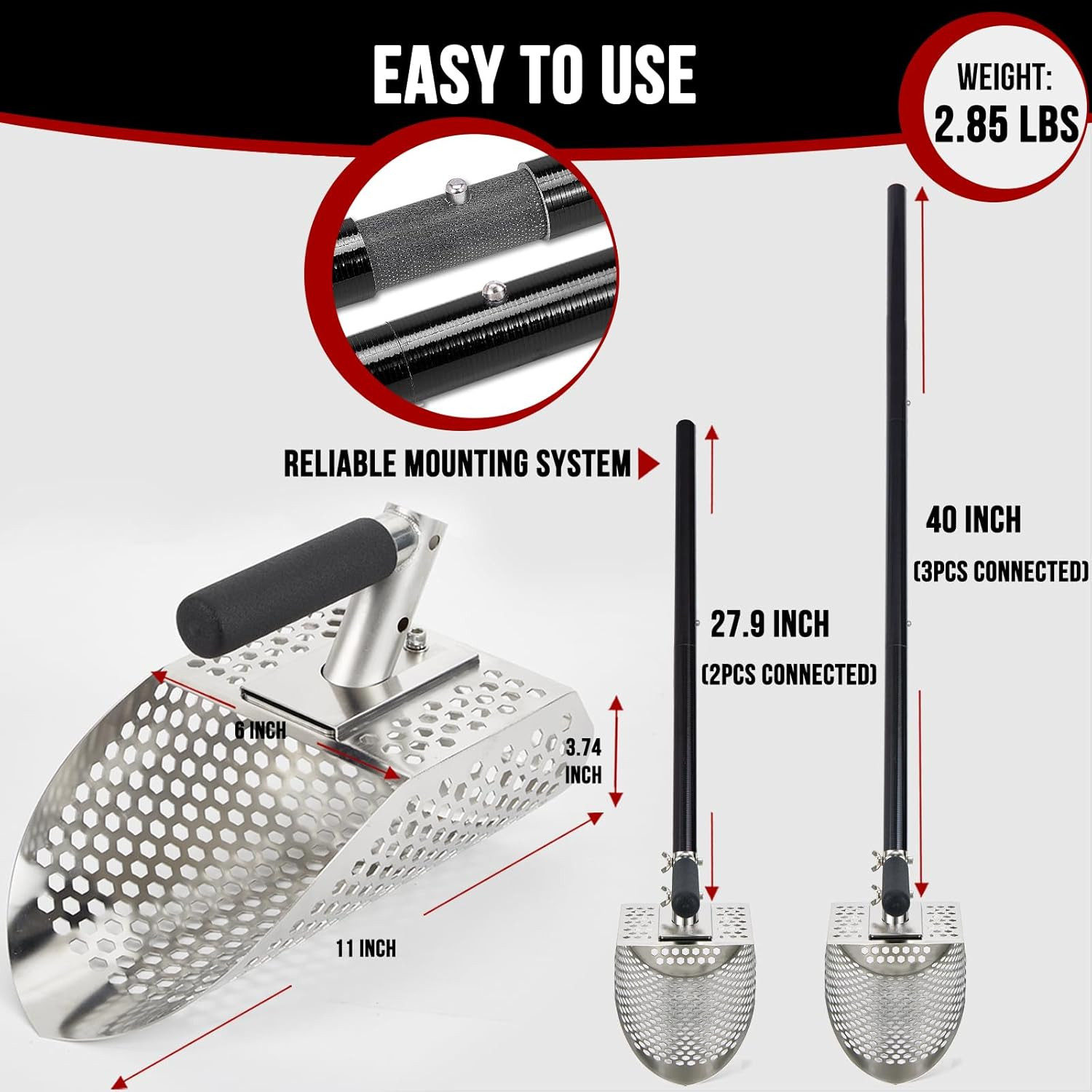 Sand Scoop for Metal Detecting, Stainless Steel Metal Detector Scoop, Metal Dete