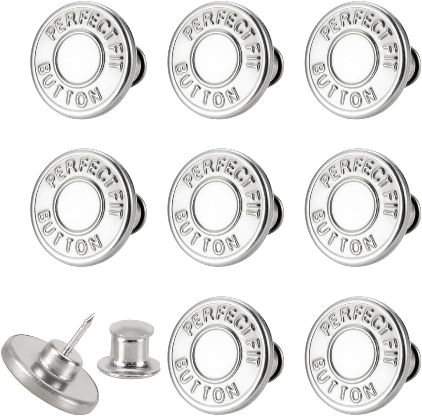 8 Sets of 17 mm Pants Button, Jean Buttons Pins for Loose Jeans, 1 colour
