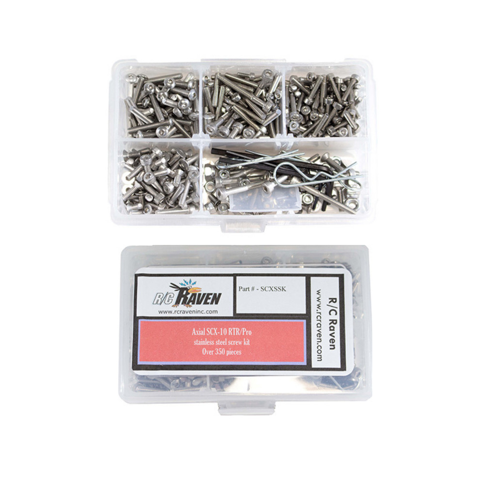 Axial SCX-10 RTR/Pro Over 350 Piece Stainless Steel Screw Kit with hobby box
