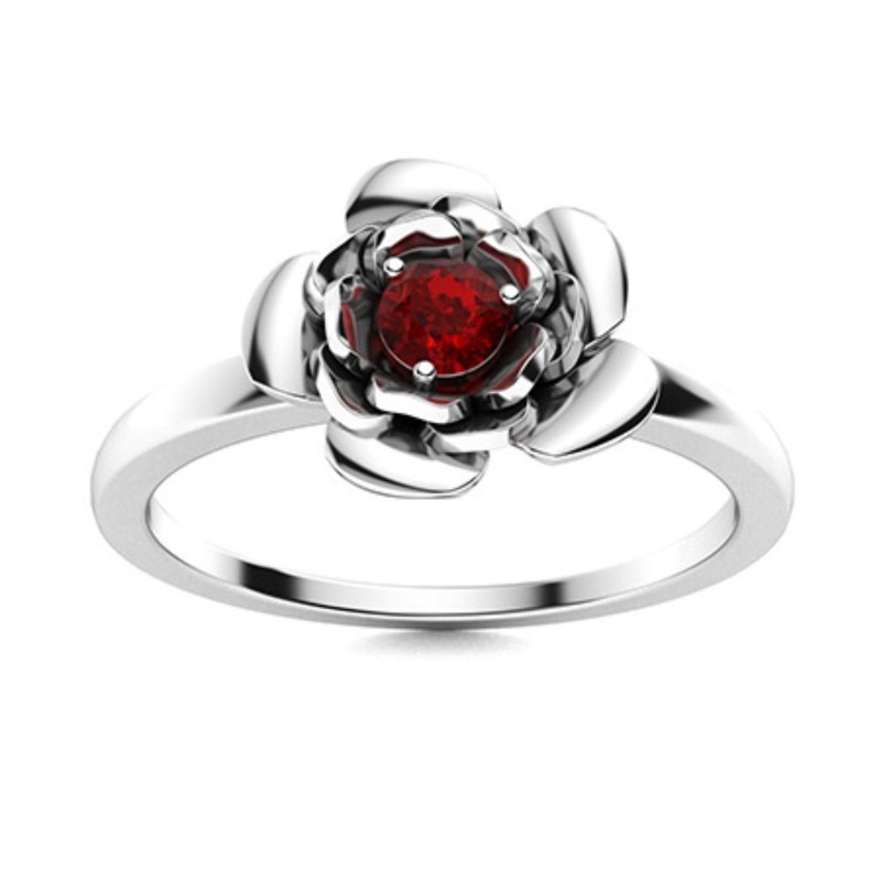 925 Sterling Silver Round Garnet Stone Promise Solitaire Sister Ring