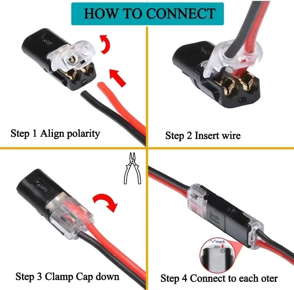 50pieces Double-Wire Plug-in Connector,W/Lock Tool-Free&Pluggable Design US Free