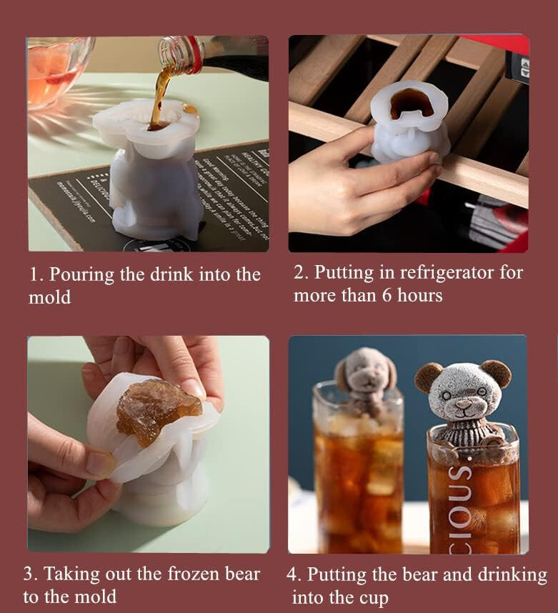 Bear Ice Cube, Animal Ice Mold, Bear Shaped Ice Cube Mold, 3D Ice Cube Make US