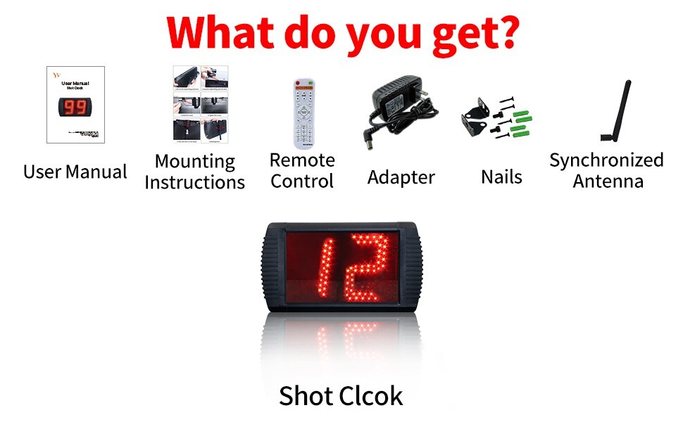 5 inch LED Custom Time 12/14/20/24/34 Seconds Shot Clock Countdown Timer Buzzer