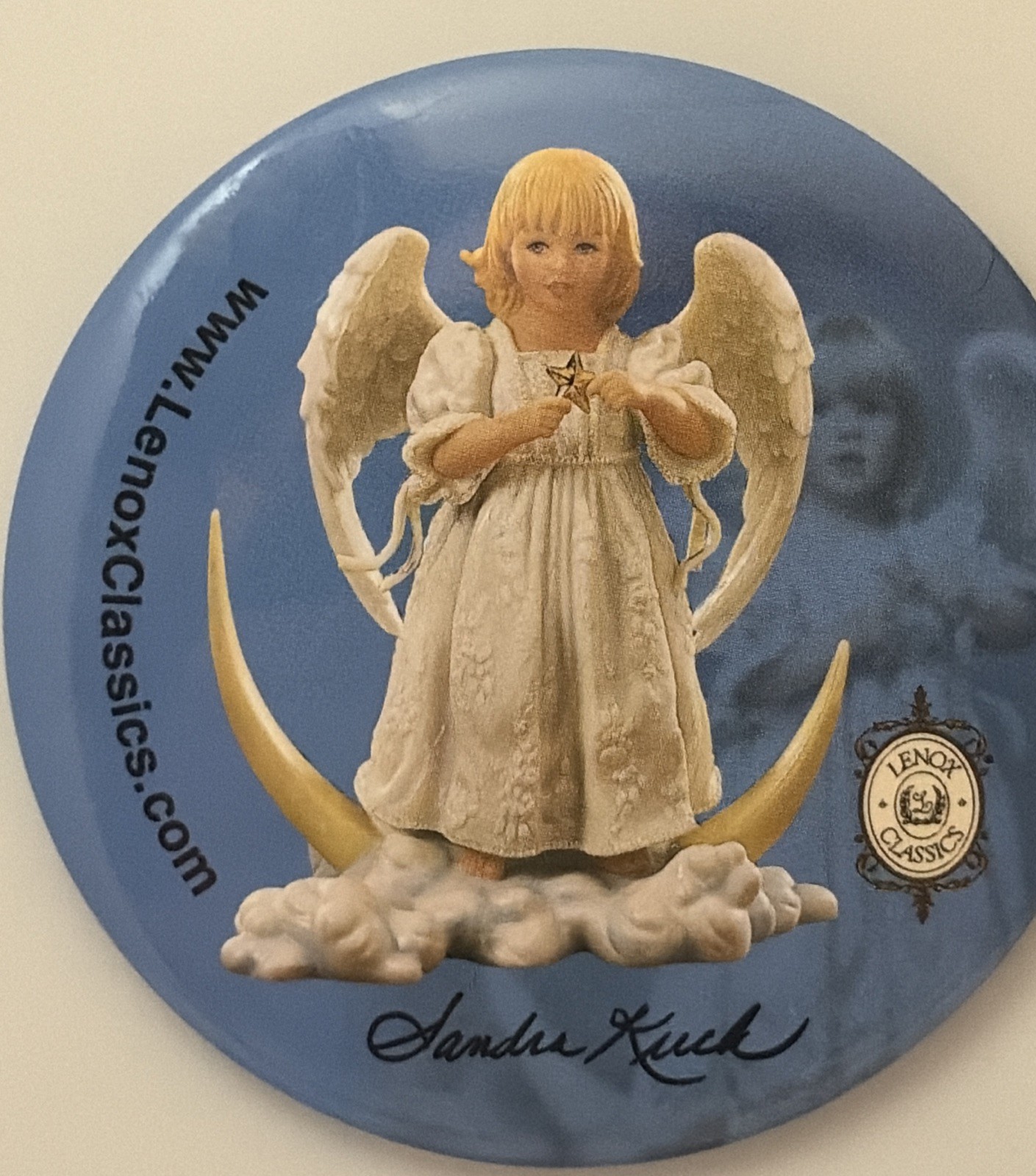 Lenox Classics Sandra Kuck Twinkle Angel Magnet/Pinback Button Good Condition