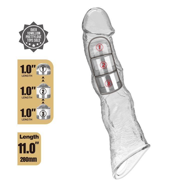 Realistic Male Enlarger Penis Extender Inserts 3pcs Adjustable Fit Penis Sheath