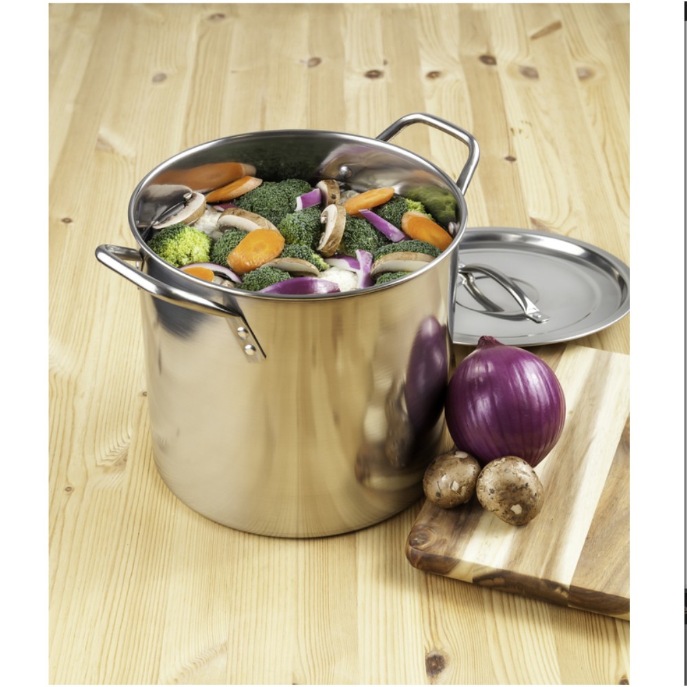 McSunley 606 Stainless Steel Silver 8 qt. Capacity Stock Pot 9 Dia.x11.75 W in.