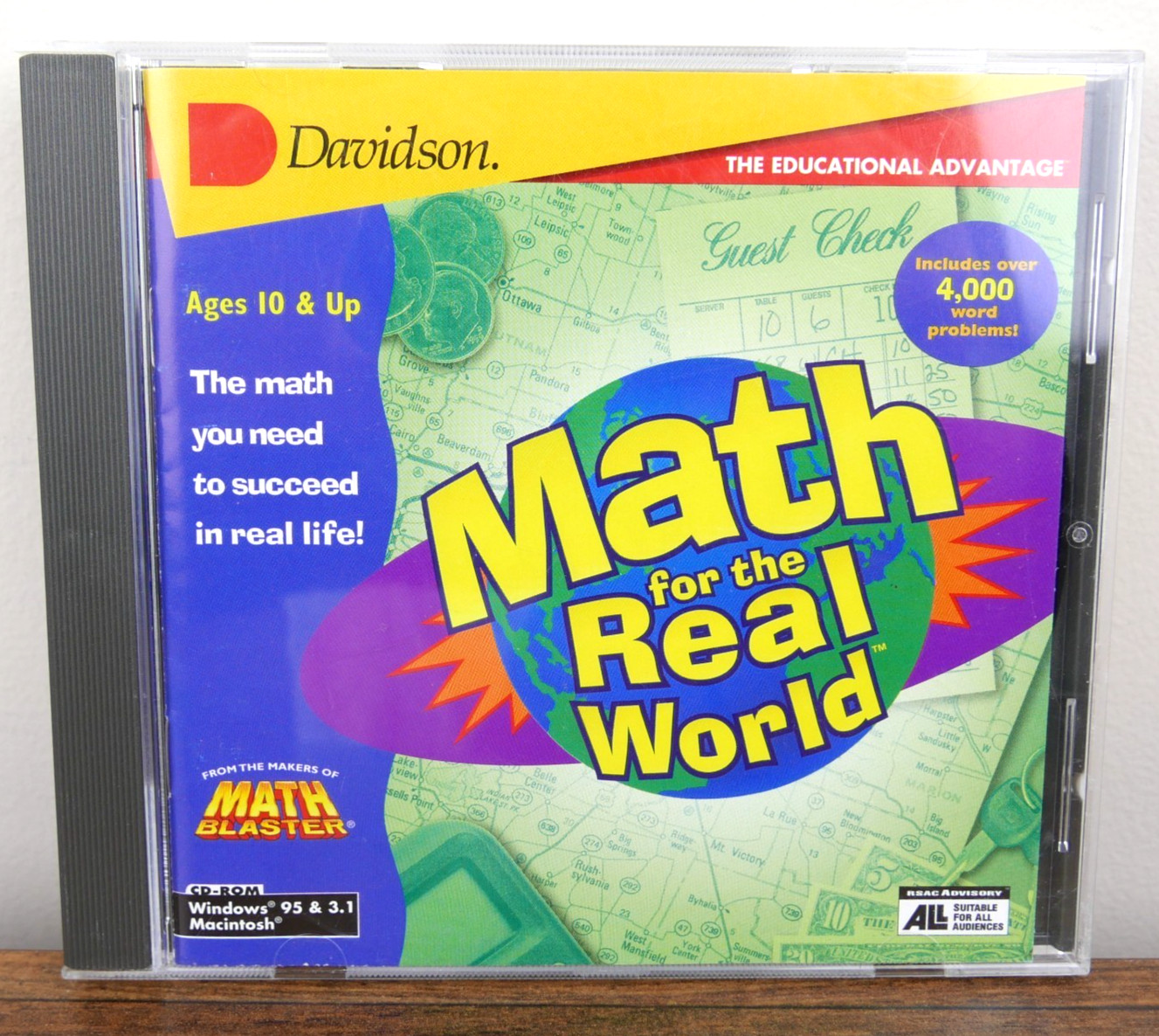 Davidson MATH BLASTER for The Real World PC MAC CD Vintage Educational Software