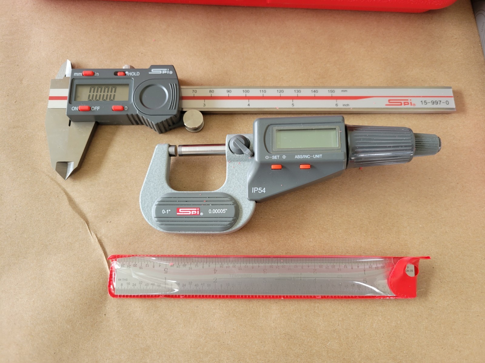 SPI MICROMETER & CALIPER SET W/ (2) ELECTRONIC INDICATORS