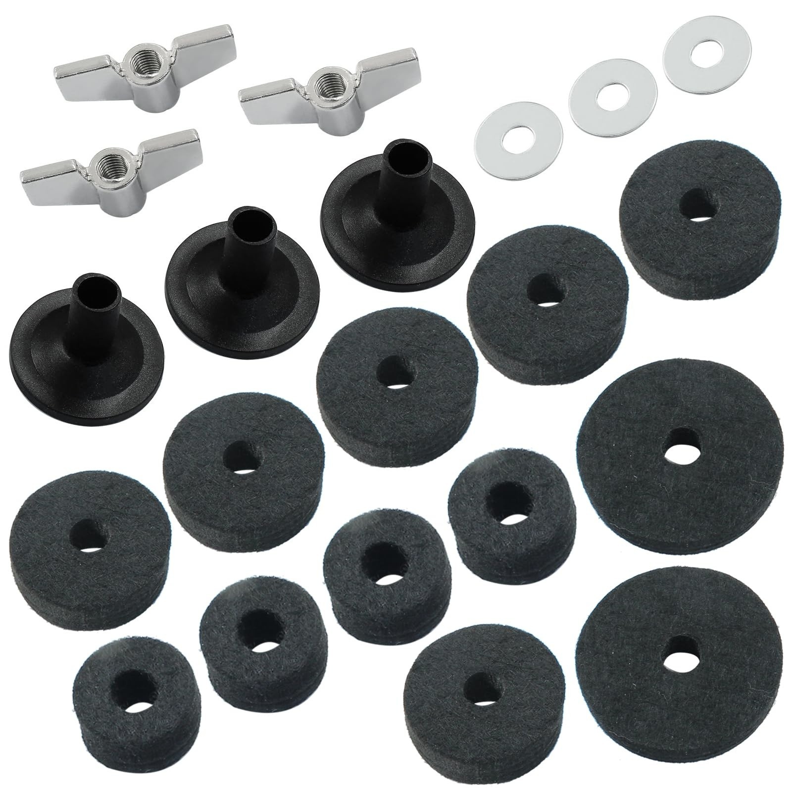 21 Pack Cymbal Stand Replacement Accessories Kit Felts Sleeves Wing Nuts Washers