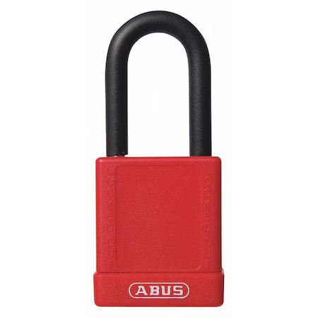 Abus 19658 Lockout Padlock, Keyed Different, Aluminum, Red, 1 1/2 In Shackle
