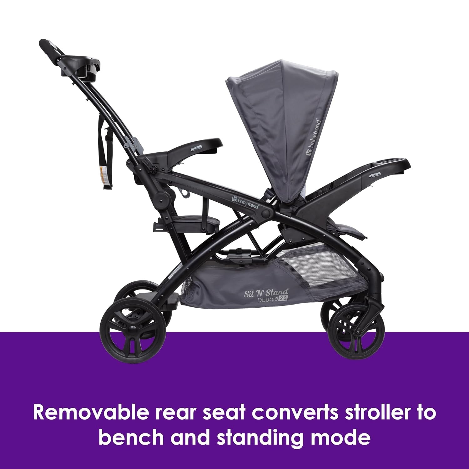 Sit N Stand Double Stroller Dash Grey Foldable Lightweight Travel Friendly