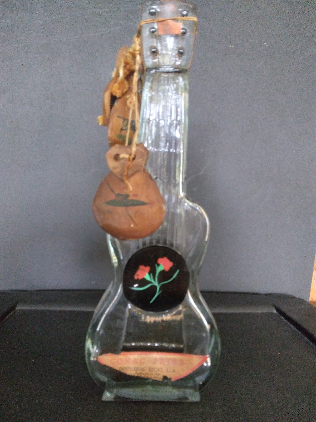 Rare Antique Conac Extra Distilerias Barcelona Hand Painted Bottle W/castanets