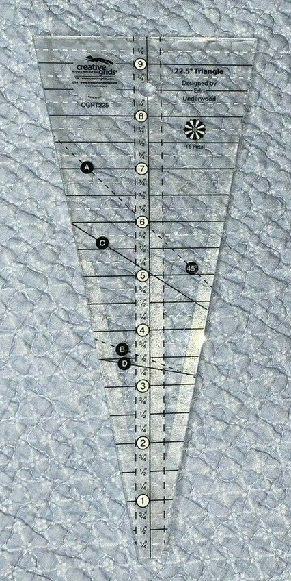 Creative Grids Non-Slip 22.5 Degree Triangle Dresden Plate Ruler CGREU3