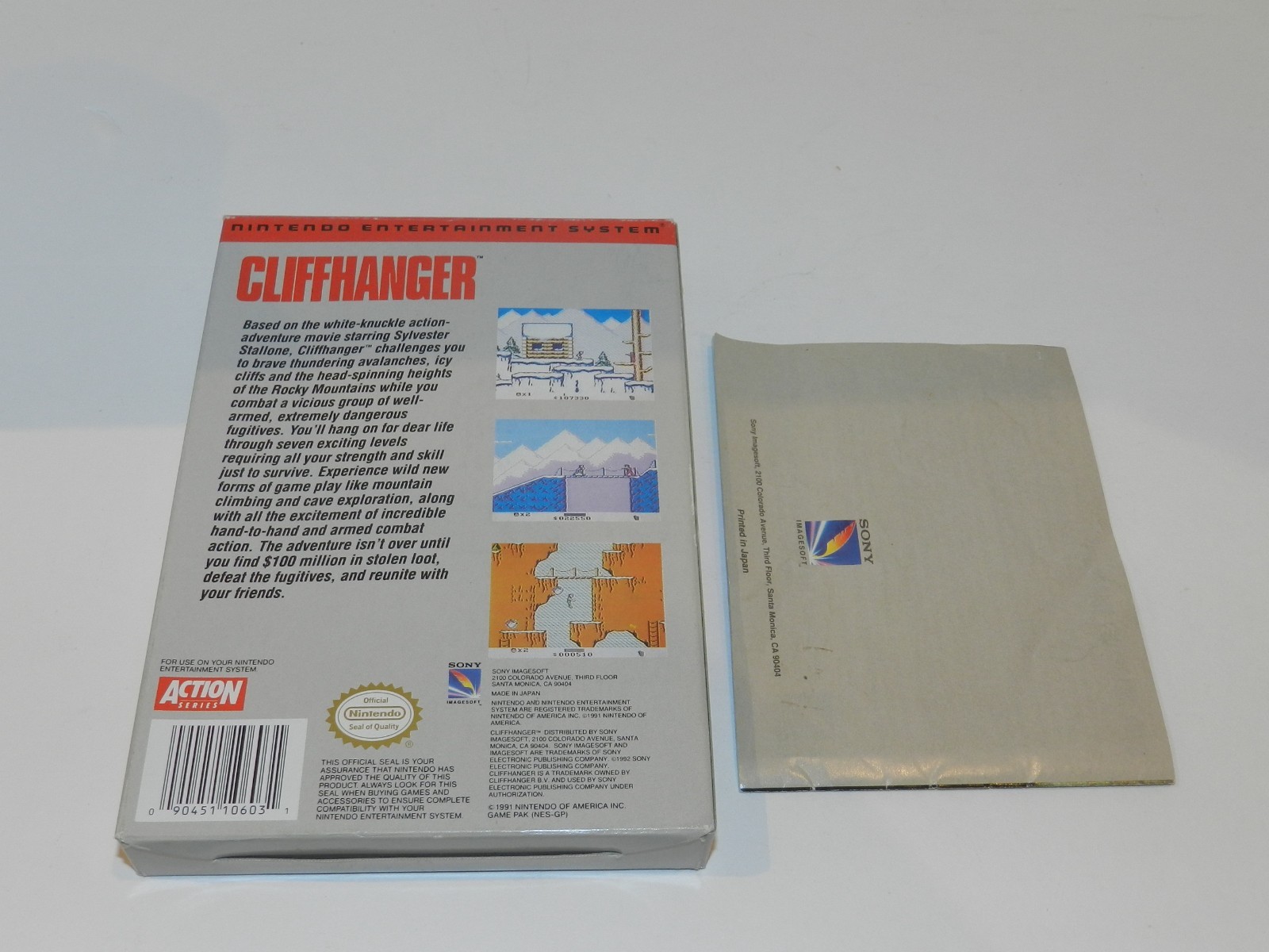Cliffhanger Nintendo NES Empty Original Box & Manual Booklet Only