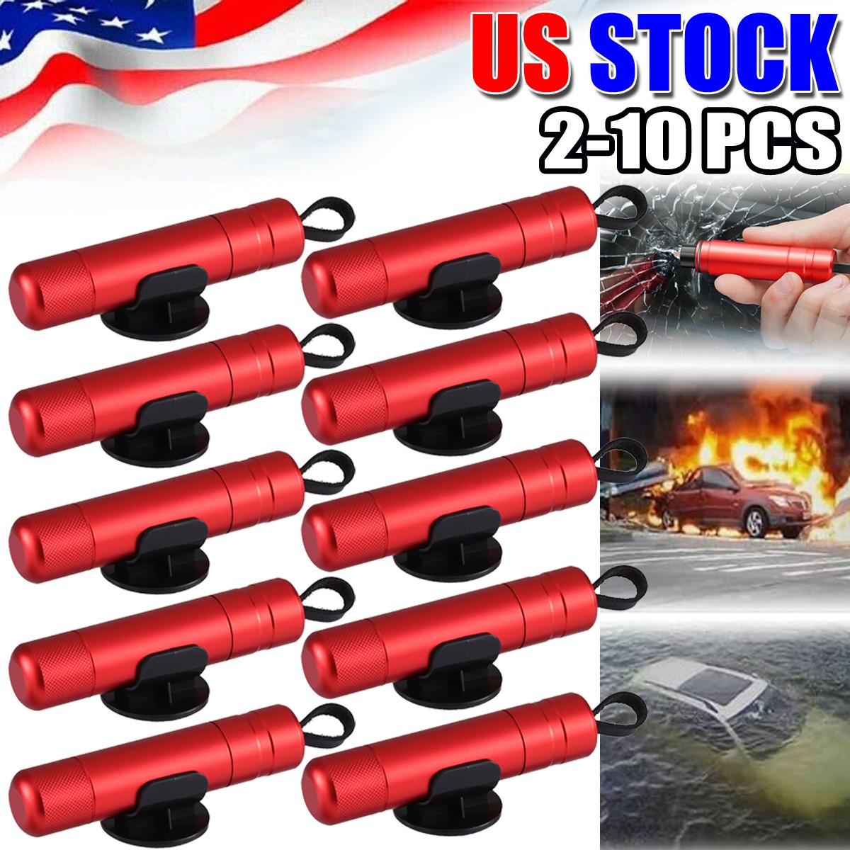 2 in 1 Glass Breaker and Seat Belt Cutter Safe Hammer Car Window Breaker Tools