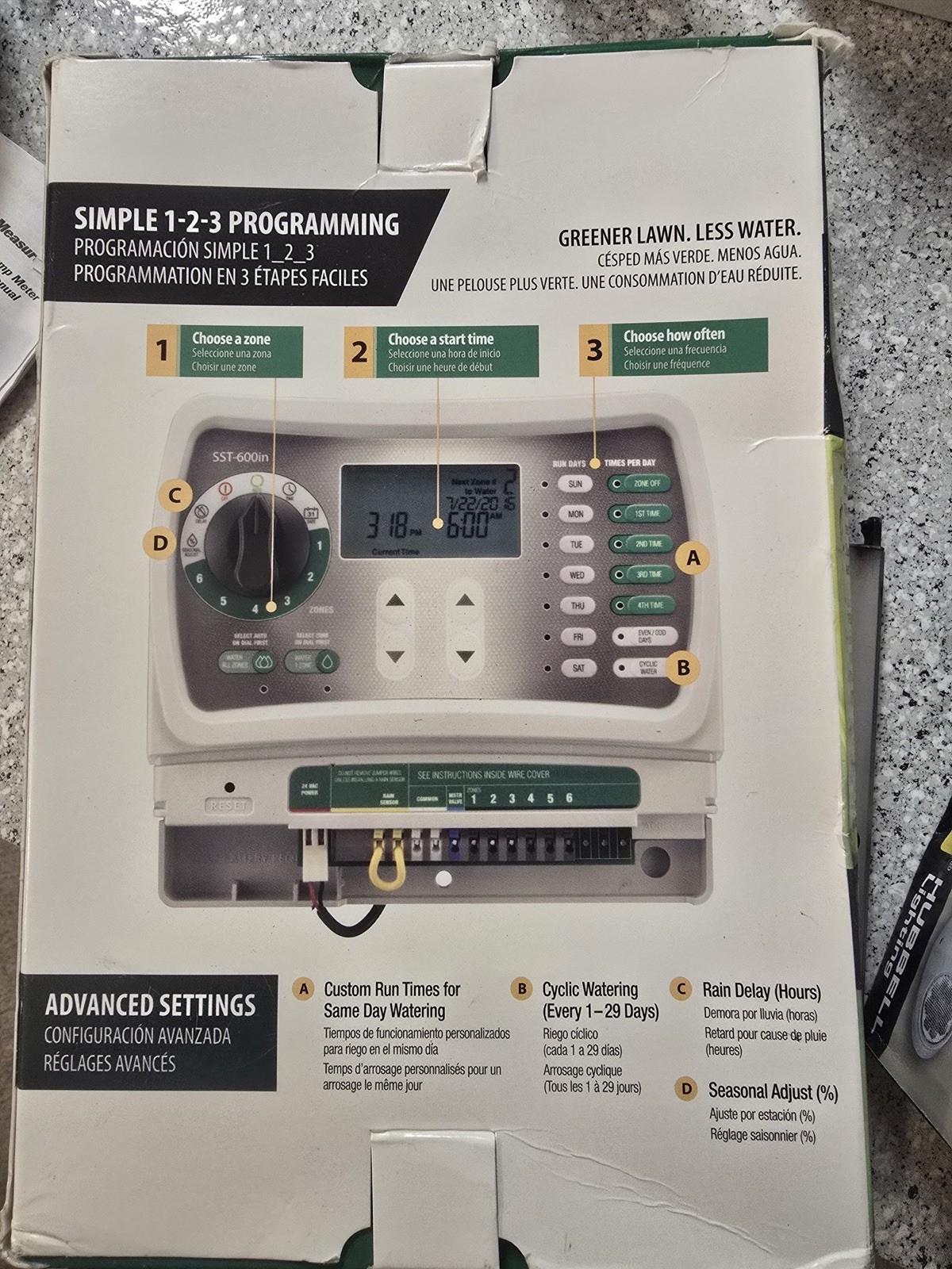 Rain Bird SST-600in Indoor Sprinkler Controller Timer 4-Zone Digital Display