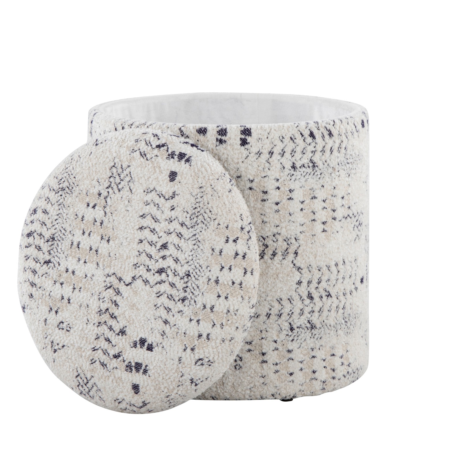 18" Ivory Cotton Storage Ottoman with Removable Lid