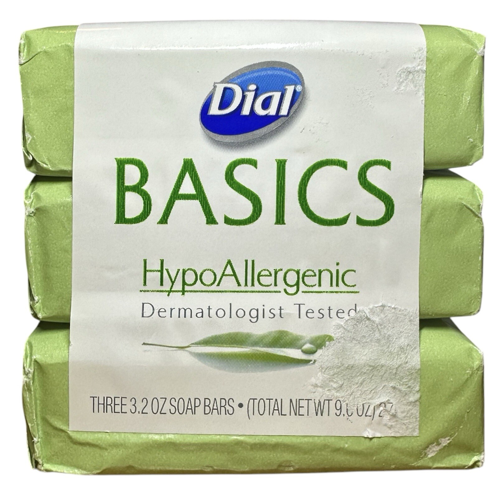 Dial Basics Hypoallergenic Bar Soap, 3.2 oz, 3 Pack, NEW