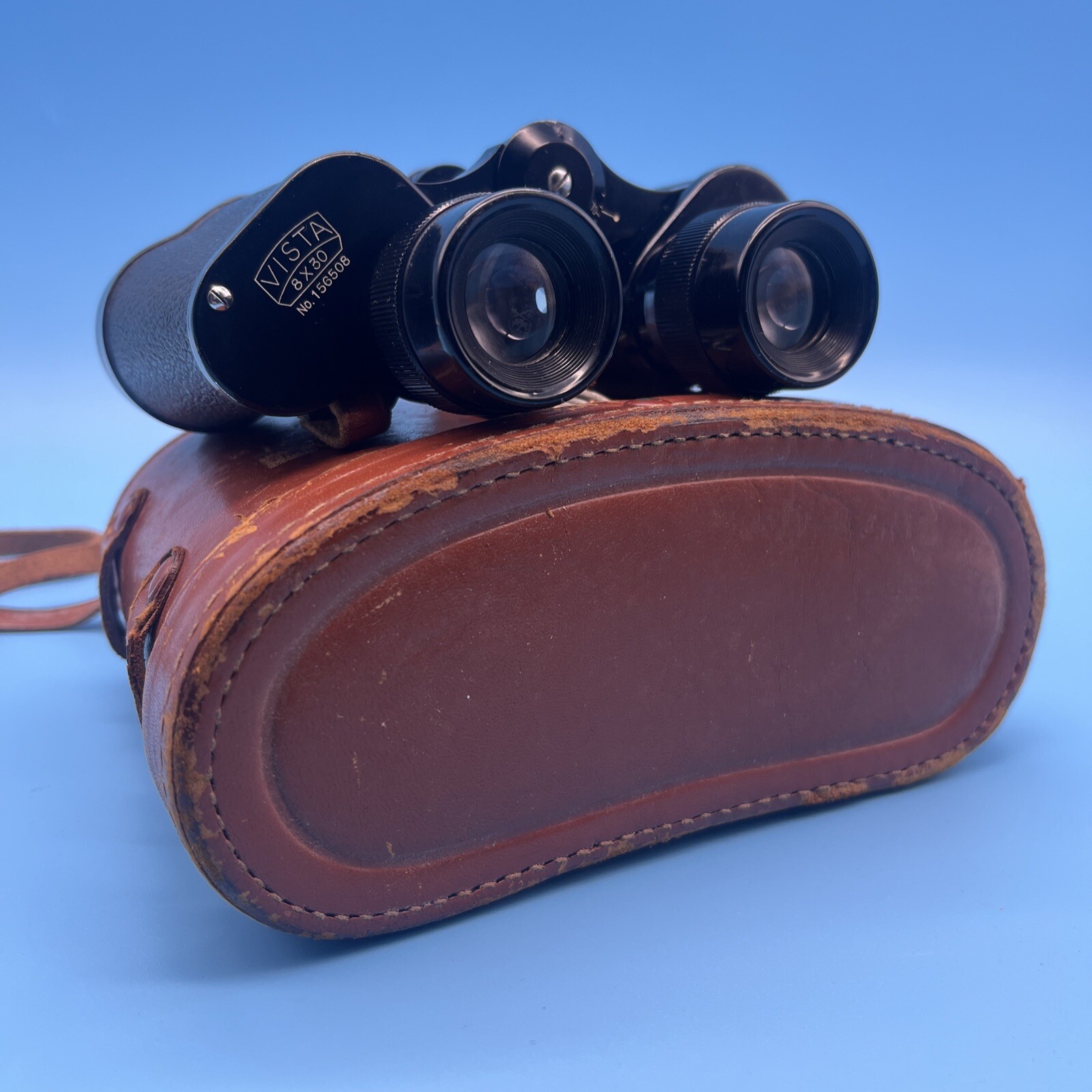 Japanese Vintage Okaya Optic Vista 8x30 BINOCULARS w/ LEATHER CASE