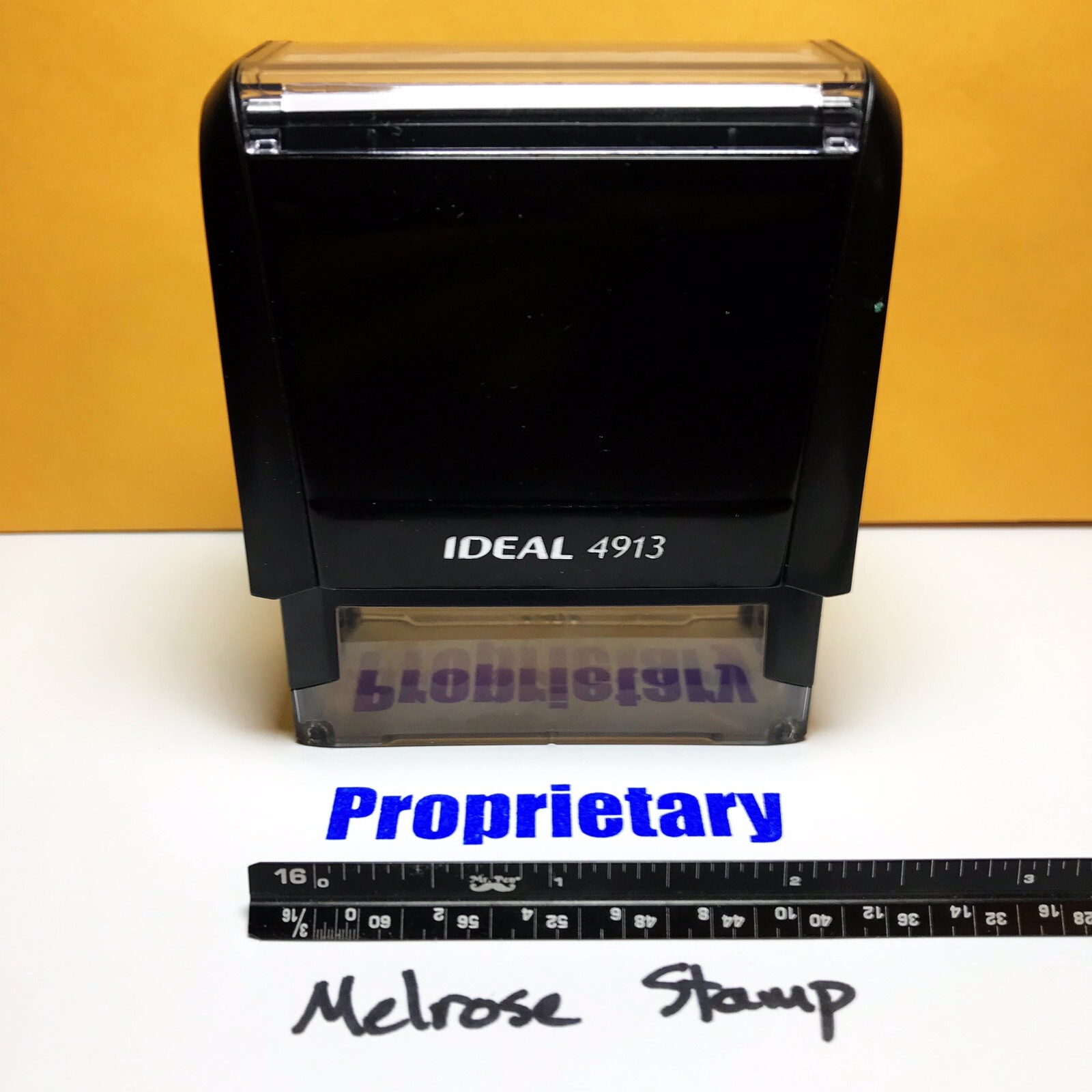 Proprietary Rubber Stamp Blue Ink Self Inking Ideal 4913