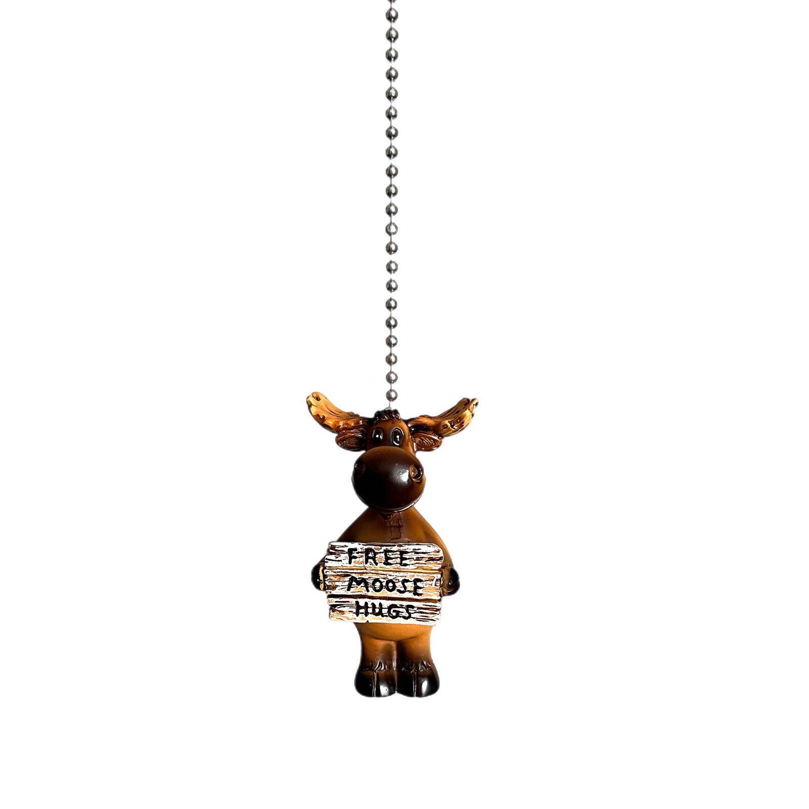 Ceiling Fan and Light Pull "Free Moose Hugs" with Chain Home Rustic Cabin Lodge