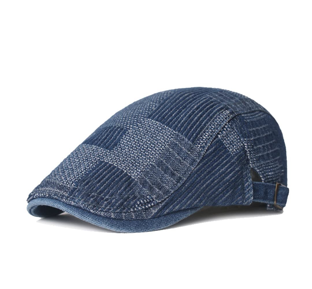 Quanhaigou Unisex Denim Newsboy Hats Flat Ivy Gatsby One Size, Retro Blue