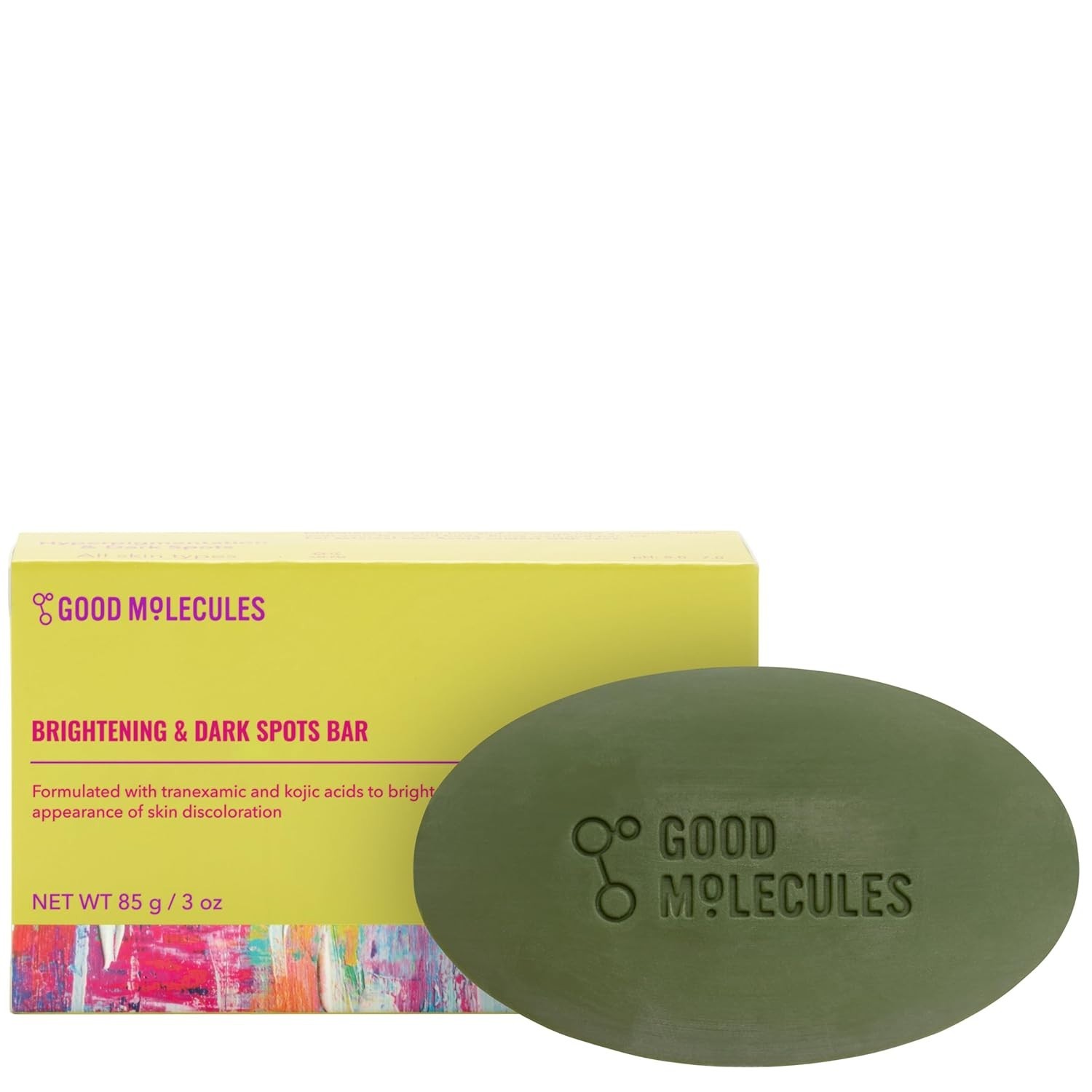 Good Molecules Brightening & Dark Spots Bar - Soap Free Face and Body Bar - Tran
