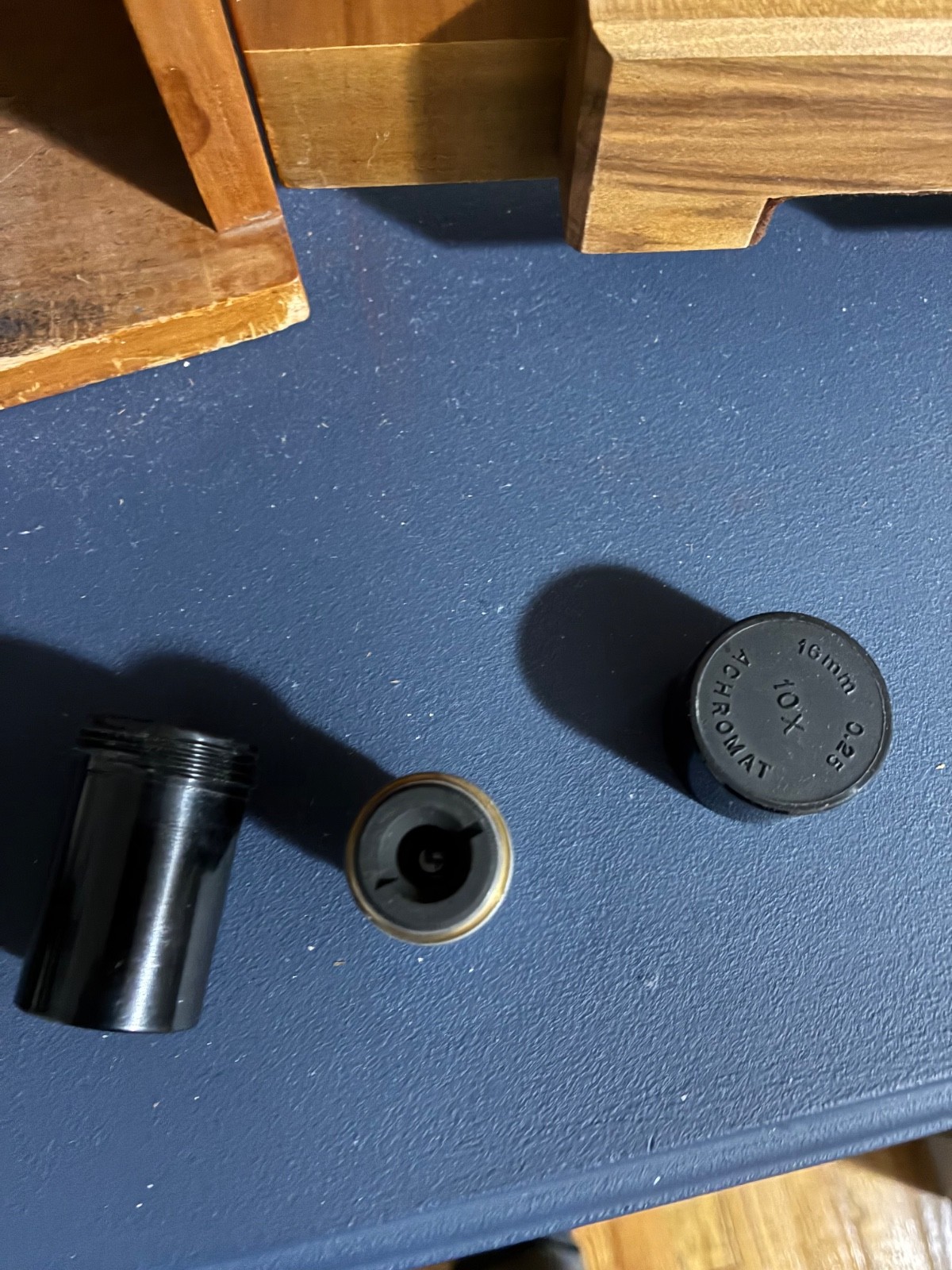 Antique black & brass Welch Brass Microscope w/ Wood Box