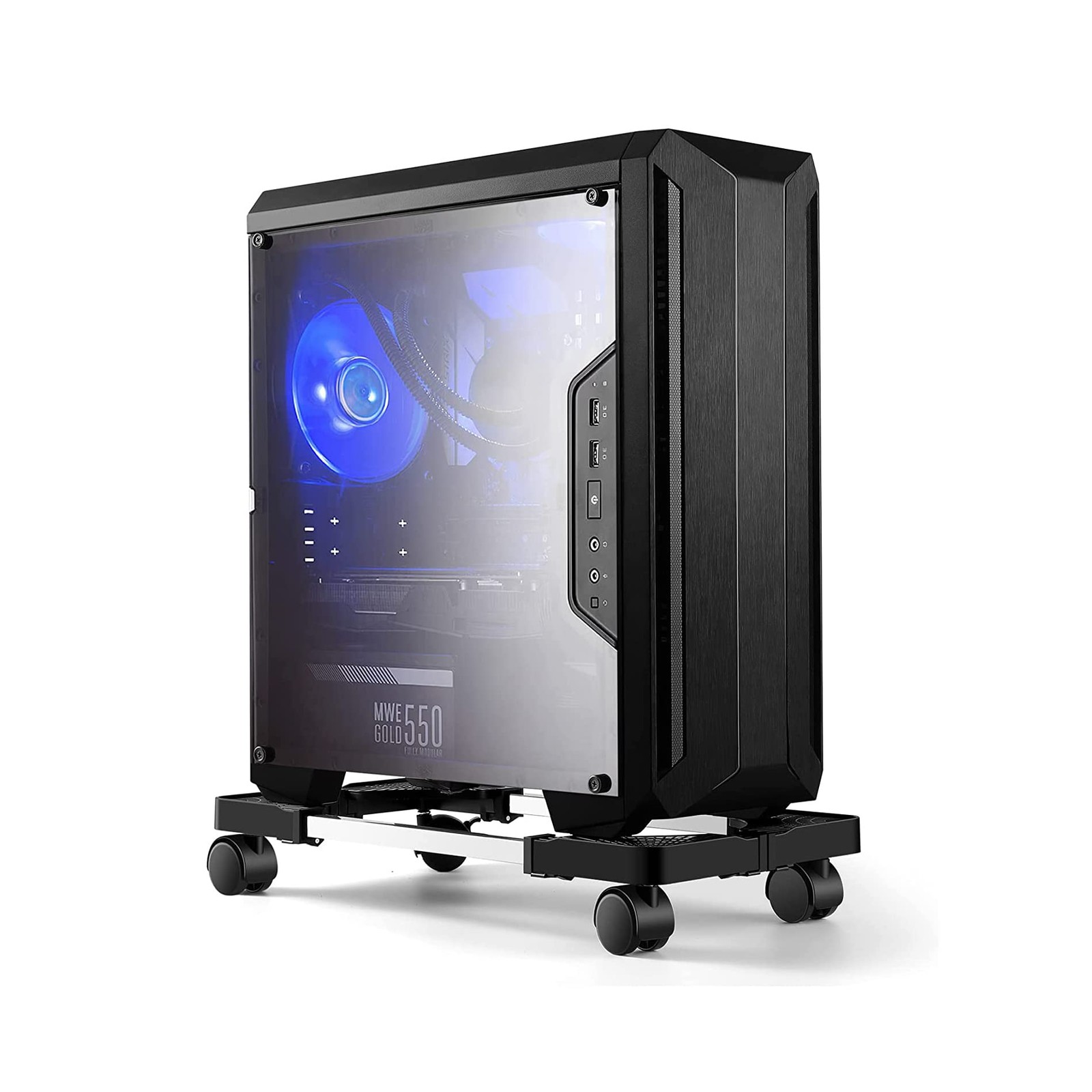 Hmseng Computer Tower Stand,Hmseng Adjustable Mobile CPU Stand with 4 Rolling...